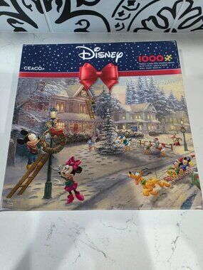 New Disney Thomas Kinkade Mickey’s Victorian Christmas 1000 Piece Puzzle Ceaco